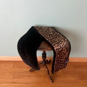 Cheetah print and black fur scarf